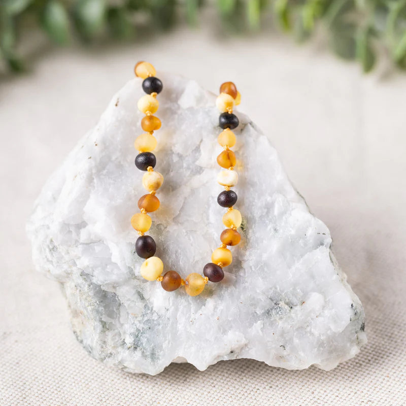 Kids Raw Multi Baltic Amber Teething Necklace